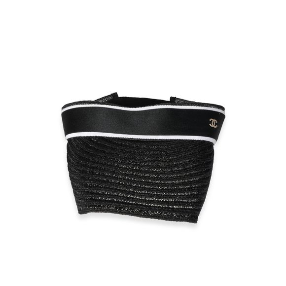 Chanel Black Abaca Cotton Ribbon Visor - Picture 1 of 4